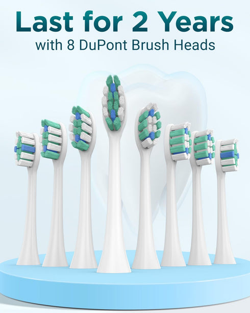Electric Toothbrush Set with 8 Brush Heads, IPX7, Rechargeable Sonic Toothbrush for Adults, Travel Case, 5 Modes, Timer