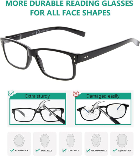 Eyekepper 5 Pack Reading Glasses for Men, Includes Reader Sunglasses, Spring Hinges, +1.75