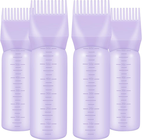 4 Pcs Root Comb Applicator Bottle | 6 Oz Hair Dye Applicator with Comb and Scale for Hair Care | Purple