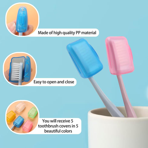 Trinkrittey 5 Pcs Toothbrush Covers Portable Toothbrush Head Protector Case Brush Pod Case Protective Plastic Clip