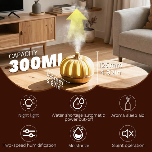 Harindiver 300ml 3H 6H 7 Essential Oil Diffuser for Home Bedroom, Aromatherapy Oil Diffuser with Timer, Color Light