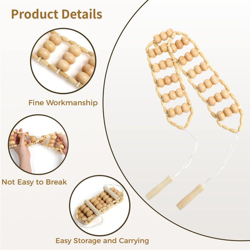 Tressify Set 2Pcs Wooden Manual Massage Roller Back & Body Massager Stick For Muscle Relief