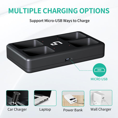 LP 9V 4 Pack 500mAh 9V 9 Rechargeable Lithium Batteries, Battery with Micro USB Charging Station, Volt Long Lasting