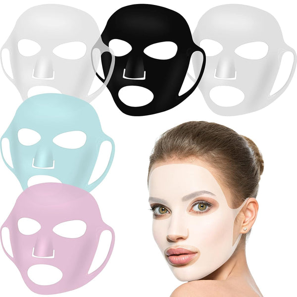 Maitys 5 Pcs Reusable Silicone Facial Mask Sheets for Women, Moisturizing Full Facial Mask Cover