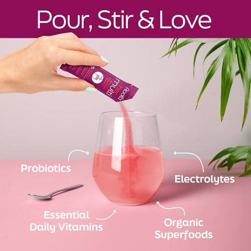 Root'd Multivitamin Powder for Women - 25 Vitamins & Minerals with 3X Electrolytes, 9 Organic Superfoods, Probiotics &