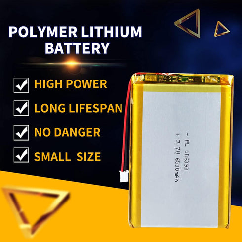 3.7V 5X 6500mAh 106090 Lithium Polymer Ion Rechargeable Lipo Battery with PH 2.0mm Connector
