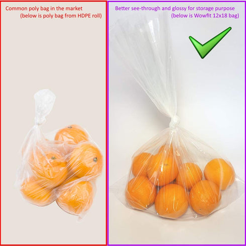 Wowfit 100 CT Clear Plastic Flat Open Poly Bags 16x20 inch 1.1 Mil for Food Storage, Dough Proving