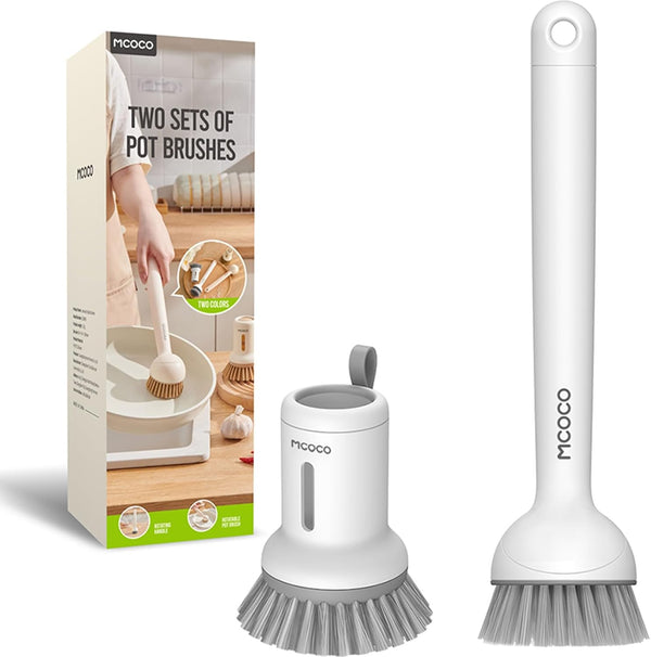 Dish Brush Set with Soap Dispensing Palm Brush Dish Scrub Brush with