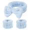 Fmeida Spa Headband and Wristband Set - Light Blue, 3 Pack Spa Night Essentials for Women