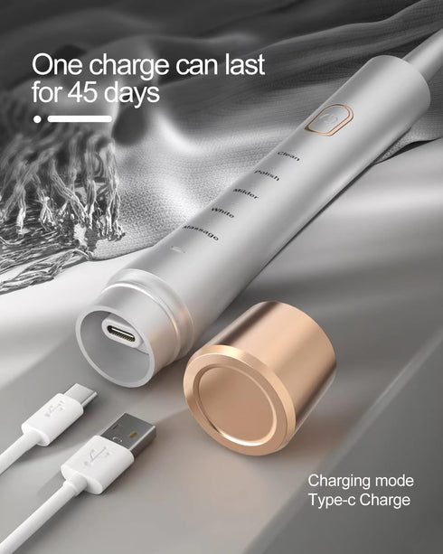 High Vibration Sonic Electric Toothbrush for Adults, 5 Modes, 2 Minutes Smart Timer, 8 Replacement Brush Heads, Ultra