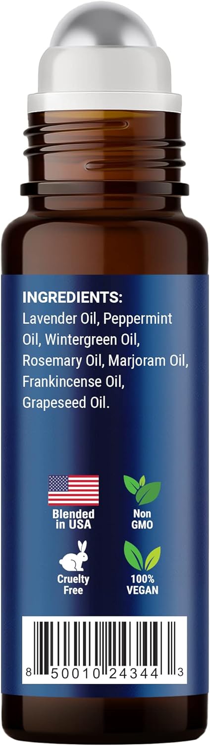 Muscle Ease Essential Oil Roll-On 10ml - 100% Pure Therapeutic Grade Blend for Sore Muscles, Aches & Pains
