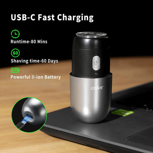 Mini Electric Shaver, Compact USB-C Rechargeable Razor for Men Women, Waterproof Portable Shaver for Travel Home