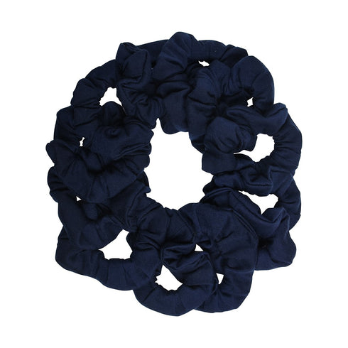 Solid Hair Ties Scrunchies - 12 Pack (Navy)