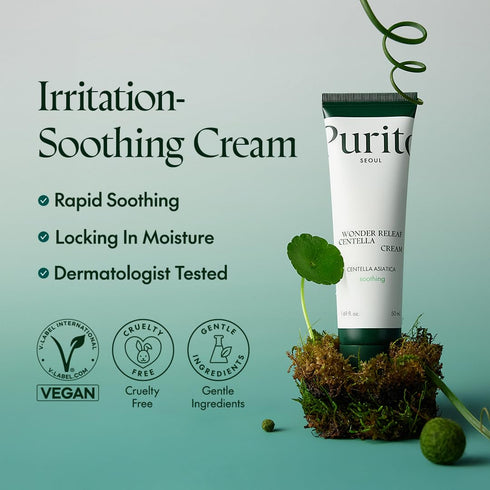 PURITO Centella Cream, Korean Facial Cream for All Skin Types, Soothing K-Beauty Skincare, 50ml 1.7 fl.oz