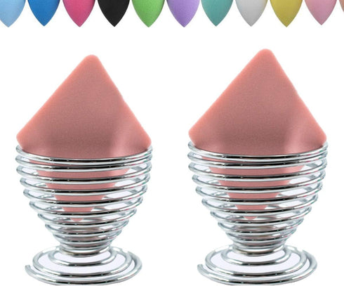 LanMa Beauty Sponge Blender Holder, 2 Pack Silver Makeup Sponge Drying Stand Storage Egg Powder Puff Display Stand