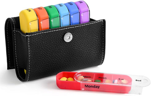 Lit-Pack Weekly Pill Organizer Box Case Travel Medication Reminder Daily AM PM, Day