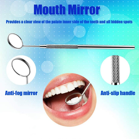 Dental Hygiene Tool Set, Stainless Steel Dental Pick and Tweezers, Gum Floss, Tooth Scraper for Personal Oral Care &