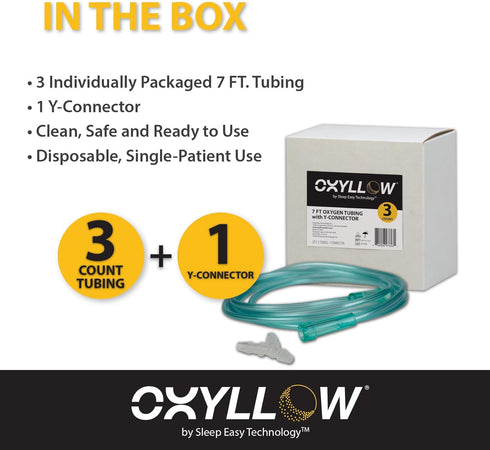 Premium 7 FT Oxygen Tubing with Y-Connector, 6-Channel Kink-Resistant Air Flow, Universal End Connectors
