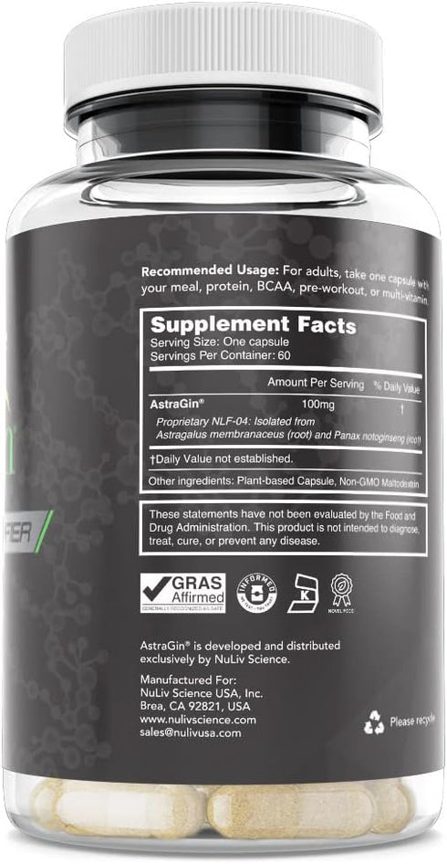 AstraGin Maximum Bioavailability Enhancer for Pre-Workout Supplements, BCAA, and Protein Powder