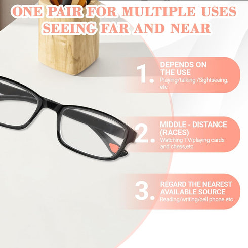 KURTOPLLY 2 Pcs Auto Focus Glasses, Automatic Zoom Reading Intelligent Self Adjusting Presbyopia Anti-Blue Light Glass