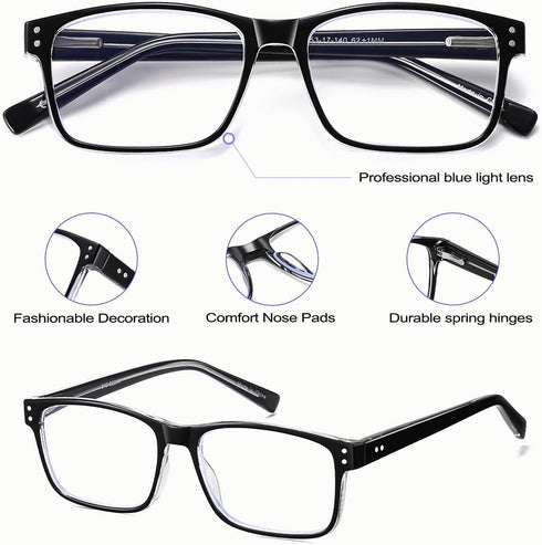 EYECEDAR 4-Pack Reading Glasses for Men, Blue Light Blocking, Adjustable Metal Spring Hinges, 1.50