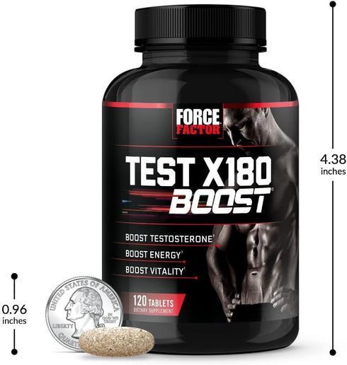 FORCE FACTOR Test X180 Boost - Testosterone Booster and Energy Supplement for Men, 120 Tablets