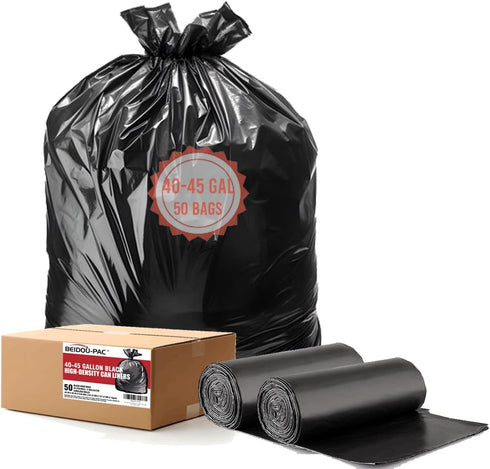 Lawn & Leaf Trash Bags, 40-45 Gallon, 50 Count Bulk, Black Garbage Bags, Multi-purpose for Home Commercial Outdoor