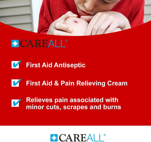 CareAll First Aid Burn Cream, 0.9g Packets (Pack of 144), Pain Relieving Cream for Minor Burns, Cuts, Scrapes