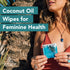 Organic Coconut Oil Intimate Wipes Sensitive Skin Feminine Wipes, Biodegradable, Individually Wrapped, Moisturizing