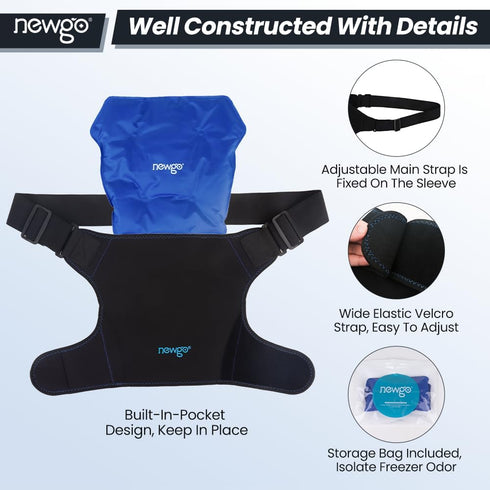 NEWGO Shoulder Ice Pack Wrap for Rotator Cuff Cold Therapy, FSA or HSA Eligible for Shoulder Pain Relief, Medium Size