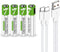 4 Pack AAA Rechargeable Batteries, Lithium-ion 750mWh, 1.5V with USB Type C Port Charger