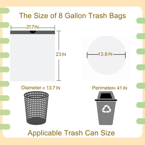 60 Count 7 to 8 Gallon Drawstring Trash Bags, Thickened Medium Garbage Bags