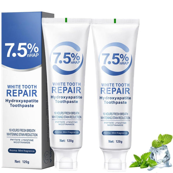 Hannahcos 2Pcs Hydroxyapatite Toothpastes, Hydroxyapatite Toothpastes for Enamel Protection and Tooth Strengthening, Gentle