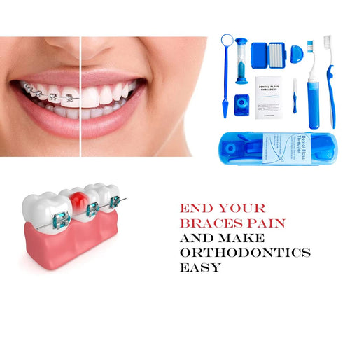 Portable Orthodontic Oral Care Kit, 2 Pack Travel Kit for Patients, Interdental Brushing Wax Floss