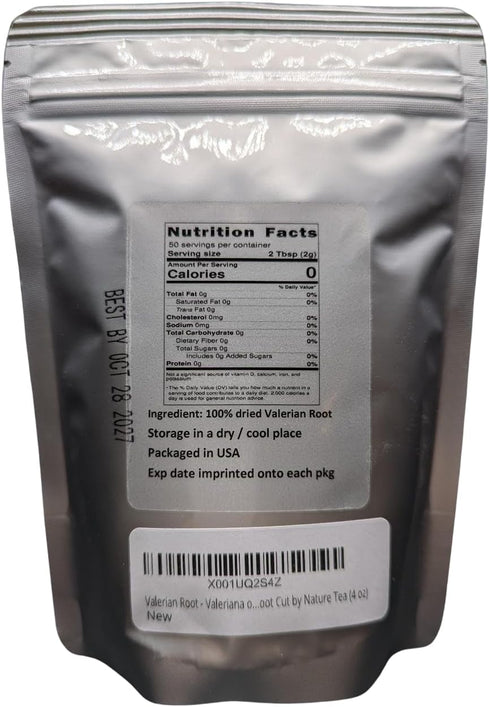 Valerian Root - Valeriana officinalis Dried Loose Root Cut by Nature Tea, 4 oz