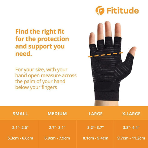 Infused Copper Pair of Compression Gloves, Half Finger for Arthritis, Swelling, Joint and Hand Pain Relief