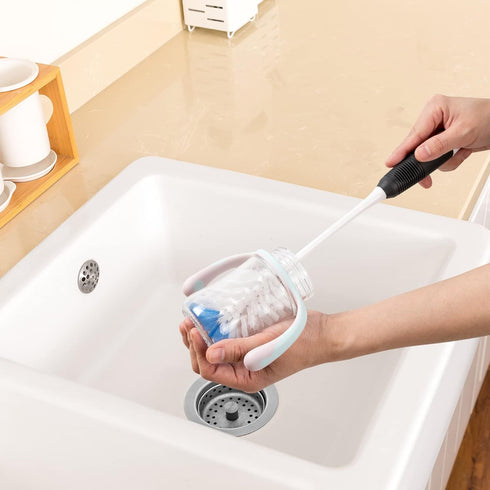 Amazer Bottle Brush Cleaner, Long Flexible Handle Scrub for Water Bottles, Glasswares, 2 Pack.