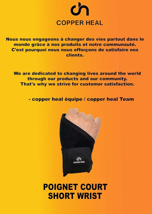 COPPER HEAL Short WRIST Brace Compression Sleeve, Adjustable Bandage for Carpal Tunnel, Right & Left Hands
