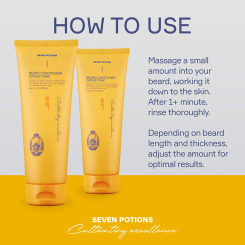 SEVEN POTIONS Beard Conditioner for Men, Natural, Vegan, Cruelty Free – Prevents Beard Itch and Dandruff (Citrus Tonic,