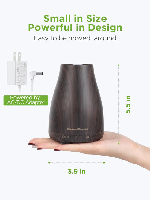 InnoGear Essential Oil Diffuser, Premium 5-in-1 Aromatherapy Diffuser, Air Desk Humidifier for Bedroom, Brown