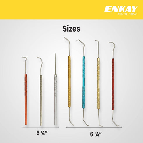 ENKAY Dental Pick Set with Colored Handles, 7 Pieces