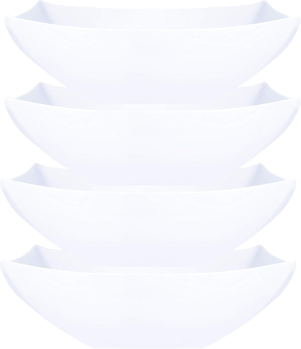 PLASTICPRO 128 Ounce Square Disposable Serving Bowls, Extra Large Plastic Elegant White Pack of 4 for Party Snack