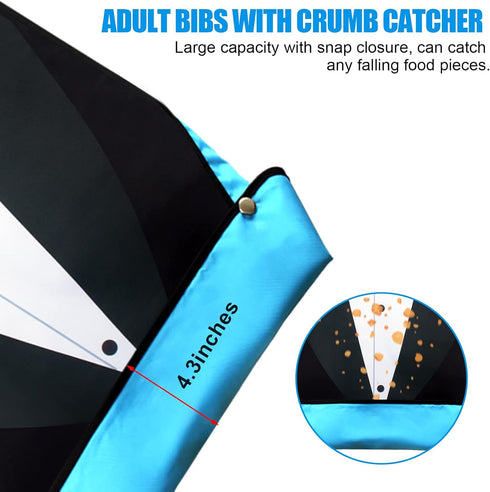 Washable Adult Bibs with Crumb Catcher - Reusable Clothing Protectors for Men & Seniors