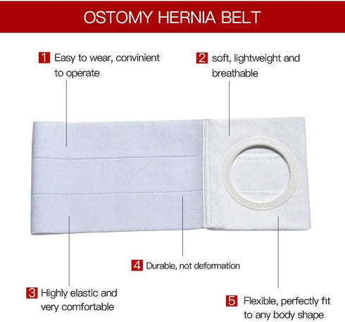 Medical Ostomy Belt for Men or Women, Hernia Support Belt, Abdominal Stoma Binder (Hole 3.14") XL