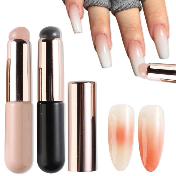 Silicone Brush for Ombre Nail Art, 2Pcs Reusable Gel Polish Gradient Design Applicator Brush for Nail Art Manicure