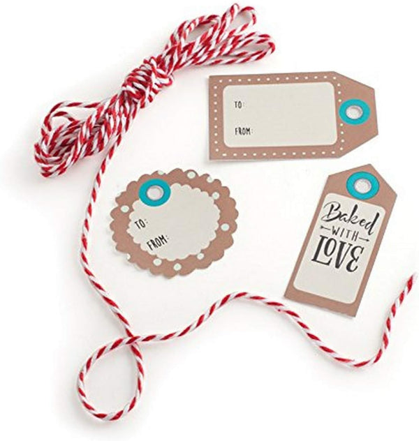 Nordic Ware 12 Count Bake and Gift Kraft Tags, Multicolor with Bakers Twine