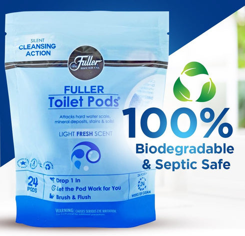 Fuller Brush Toilet Bowl Cleaner Pods - Water Soluble Tablet Cleansers for Toilets, Removes Odors & Stains, Light Fresh