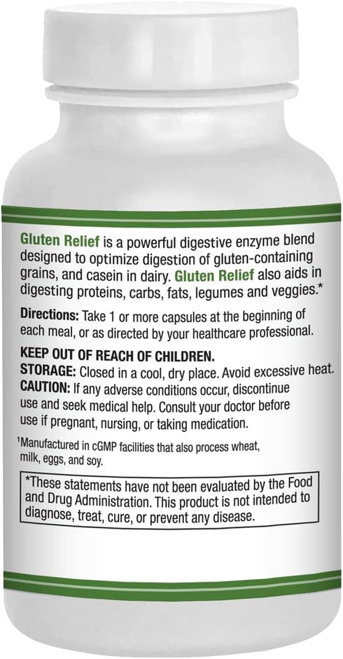 Gluten Relief Plus – 90 Vegetarian Capsules - Gluten Digestion Support – Premium Natural Digestive Enzyme Formula -