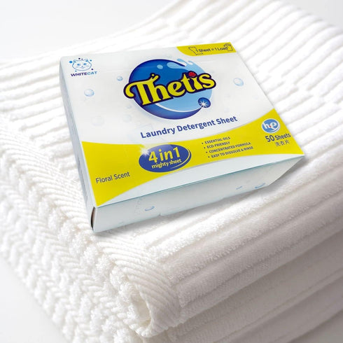 Thetis Laundry Detergent Sheets, 50 sheets (100 Loads), Eco-Friendly, Fast Dissolving, Fresh Floral Scent