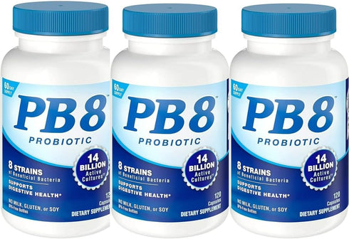 Nutrition Now - PB 8 Probiotic Acidophilus, 120 Capsules, Pack of 3